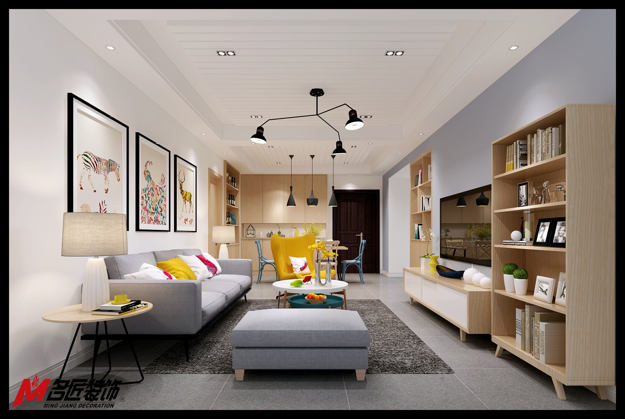 现代简约风格室内装修设计效果图-誉珑湖滨二居95平米