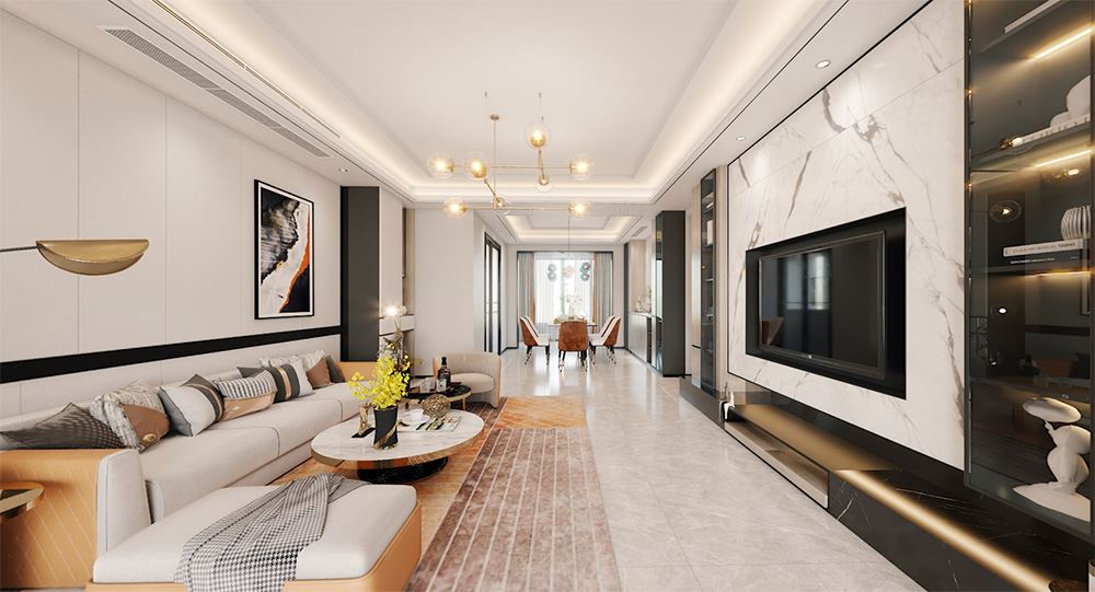 南昌室内装修潘村公寓四居180平米-现代轻奢风格室内设计家装案例