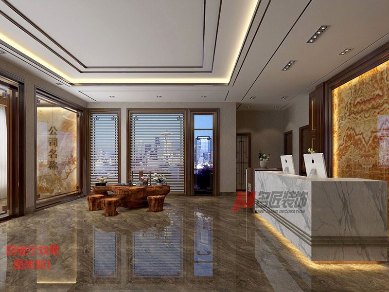 新中式风格室内装修效果图-文萃路工装办公室460平米