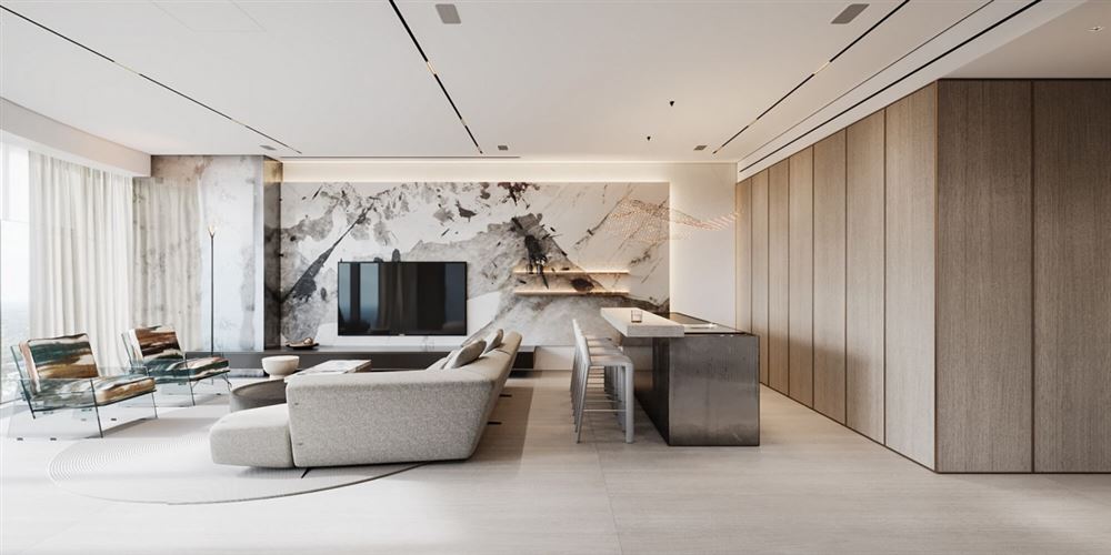 室内装修中龙时代中心150平方米平层-现代简约风格室内设计家装案例