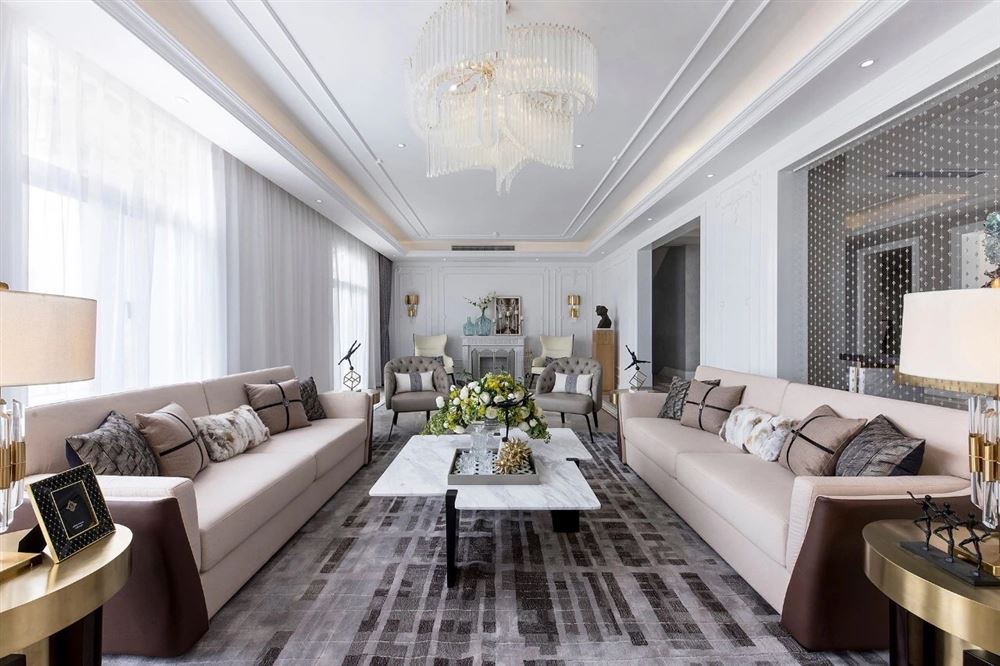 金海岸庄园327平米-法式轻奢风格家装设计室内装修效果图