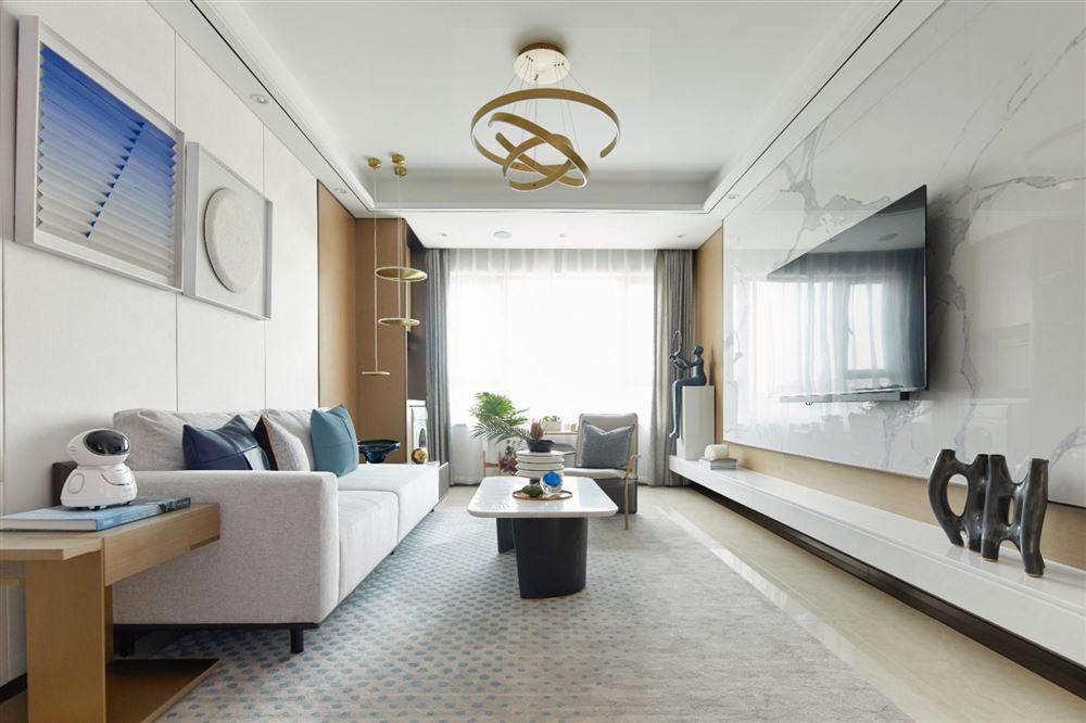 室内装修滨海俊园93平米三居-现代简约风格室内设计家装案例