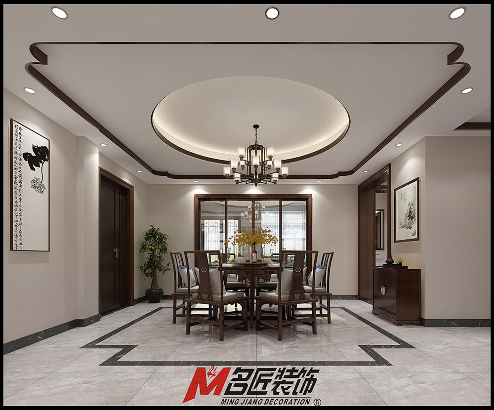 新中式风格室内装修效果图-万和华府复式180平米