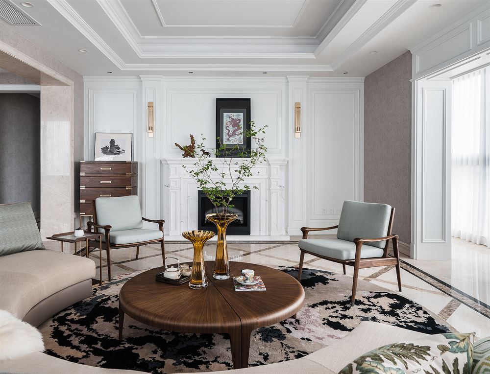 室内装修保利紫山花园146平方米四居-美式轻奢风格室内设计家装案例