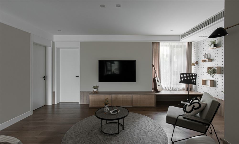 装修设计胜坚紫悦125平方米三居-现代简约风格室内家装案例效果图