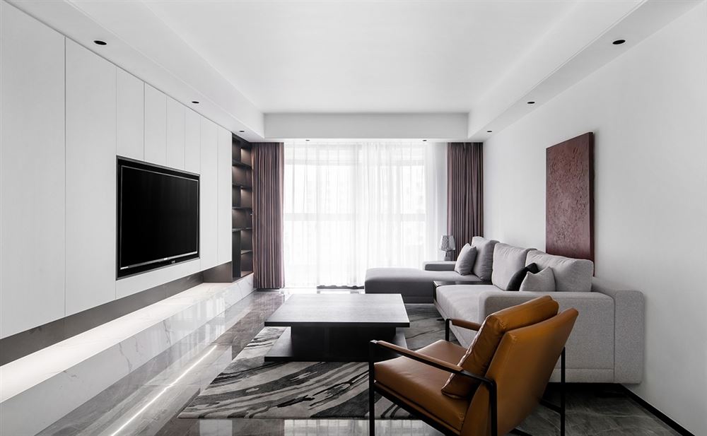 装修设计锦江国际新城126平方米三居-现代极简风格室内家装案例效果图