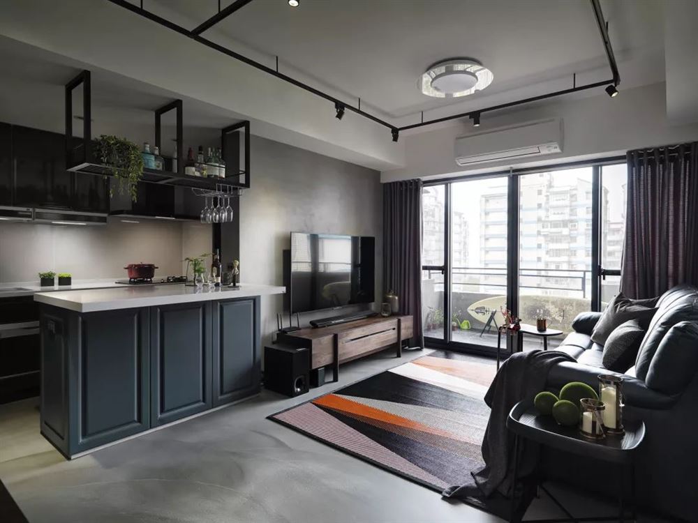 鹤山新华城133平米三居-现代工业风风格家装设计室内装修效果图