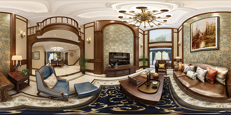 龙光天湖郦都复式240平米新中式风格装修案例-客厅