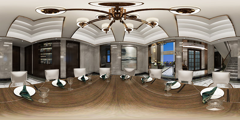 黄岐中南海晖园别墅320平米新中式风格室内装修案例-餐厅