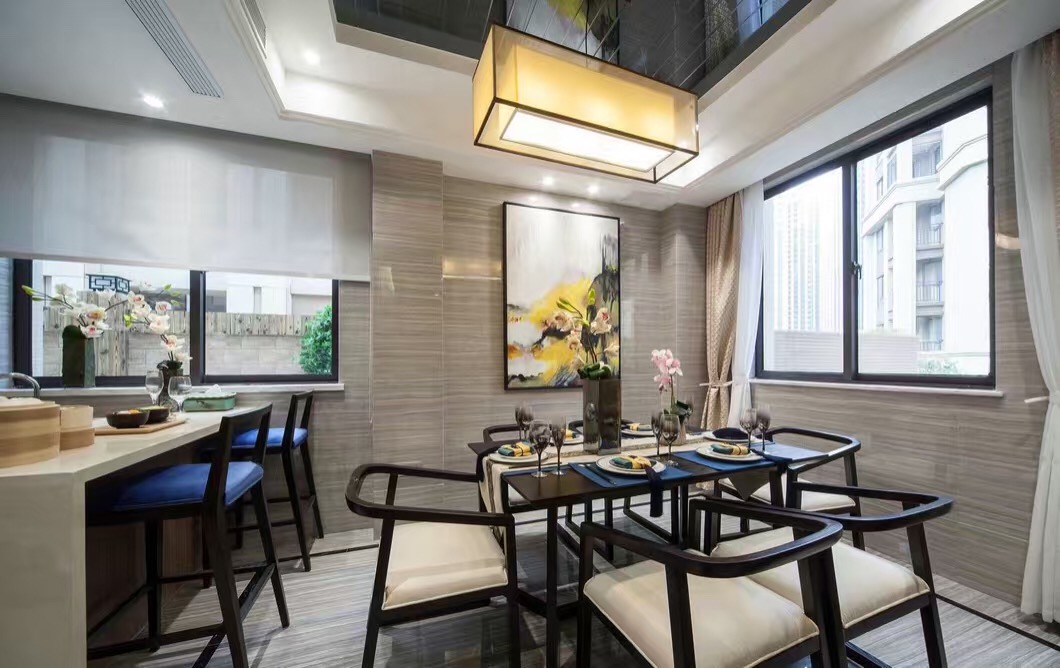 顺德碧桂园复式260平米新中式风格装修案例-餐厨厅