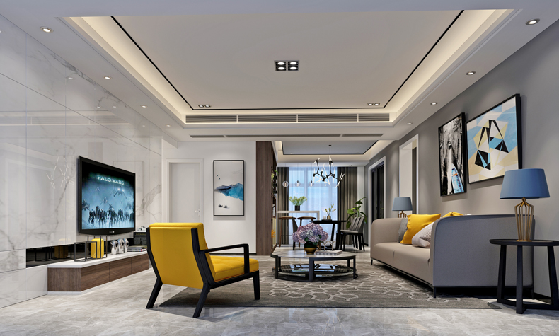 现代轻奢风格室内装修设计效果图-星星凯旋四居210平米-室内客厅装修设计