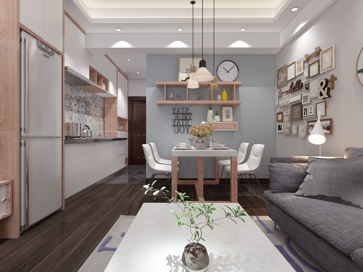 地王单身公寓55平米北欧风格装修案例-客厅