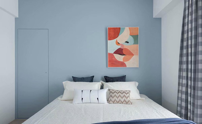 紫韵香庭三居120平米北欧风格装修案例-卧室床