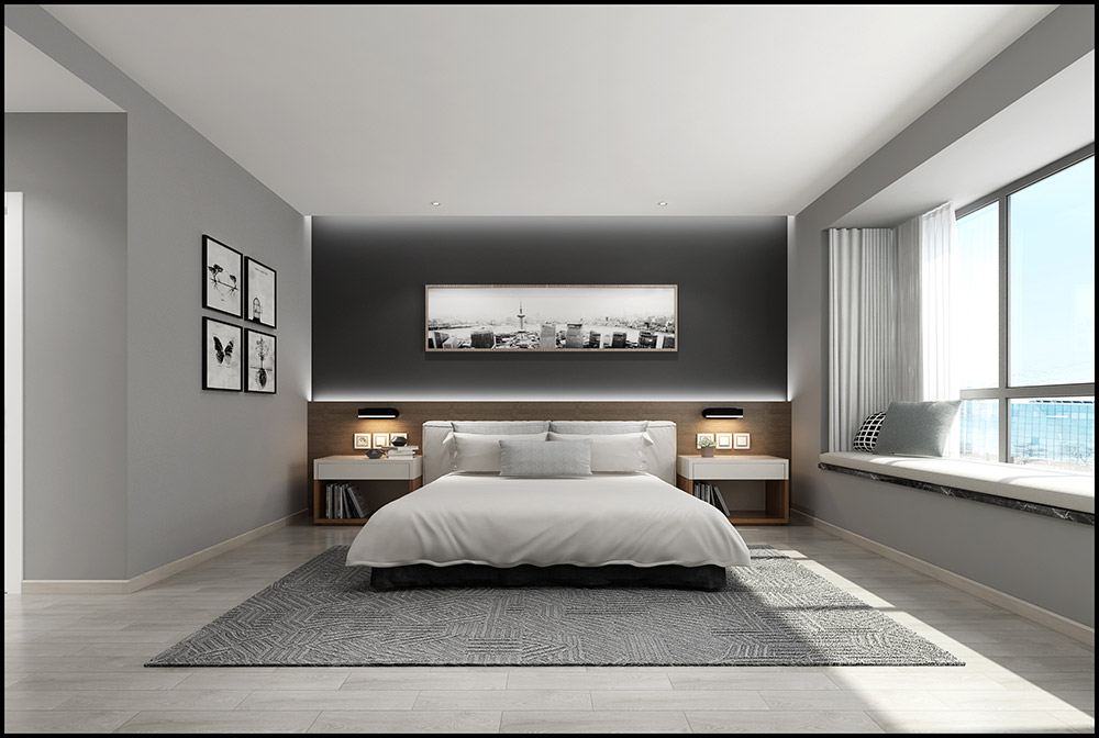 美的君兰江山四居225平米北欧风格装修案例-卧室