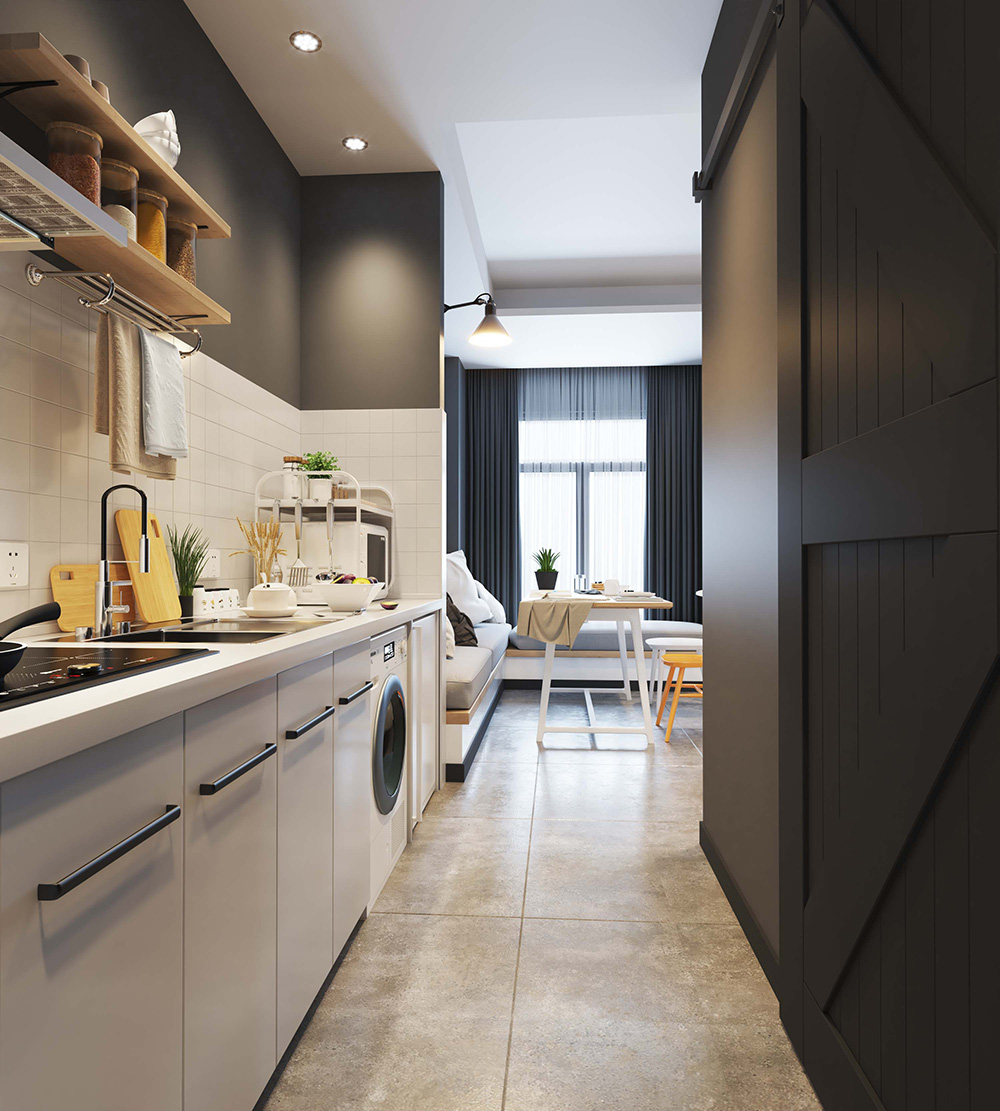 现代风格公寓装修设计效果图-厨房