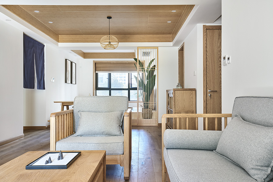 日式原木风格家装设计室内装修效果图-客厅
