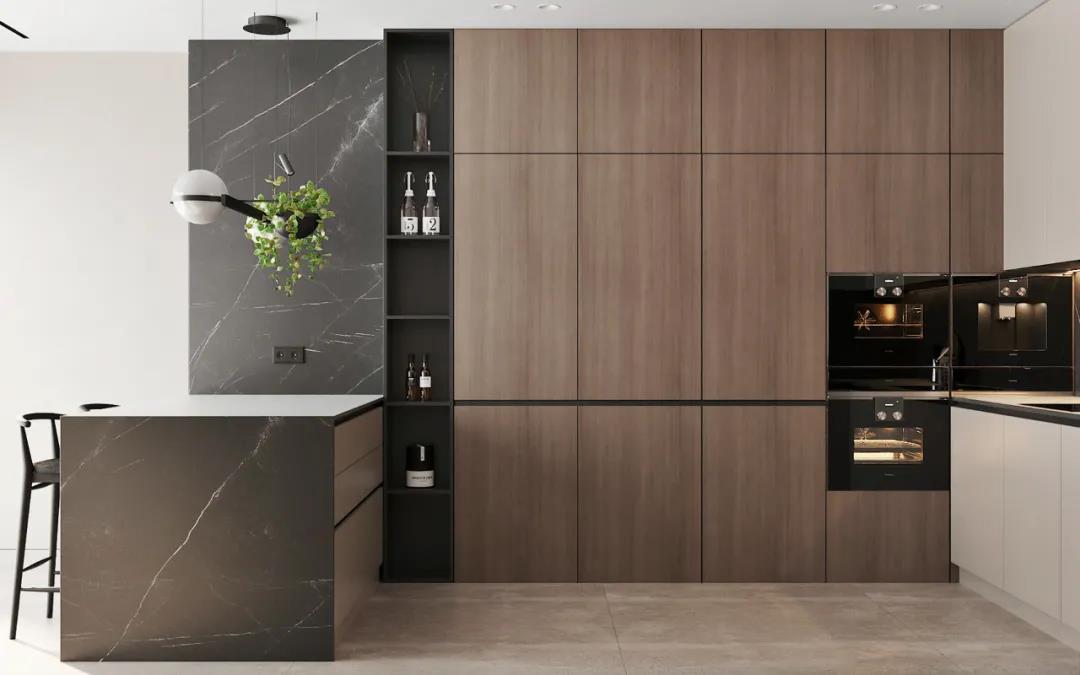 现代简约风格家装设计室内装修效果图-开放式厨房