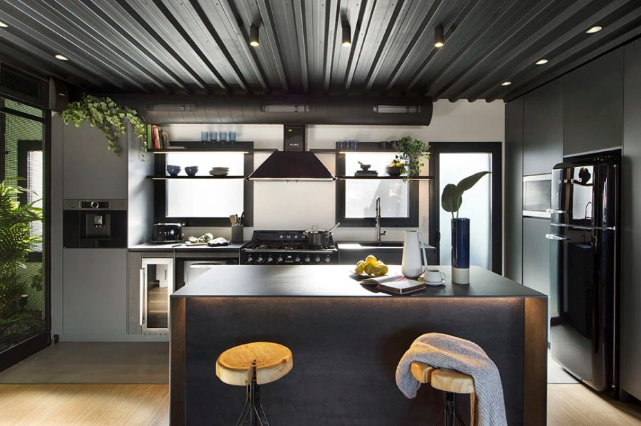 现代工业风格室内家装案例效果图-厨房