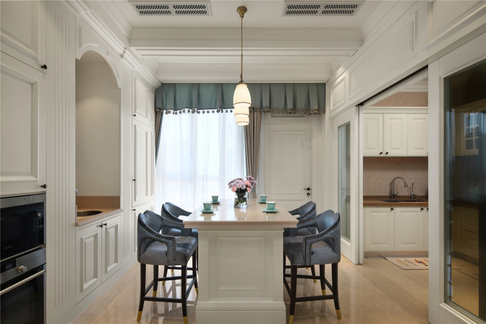 美式风格室内家装案例效果图-厨房岛台