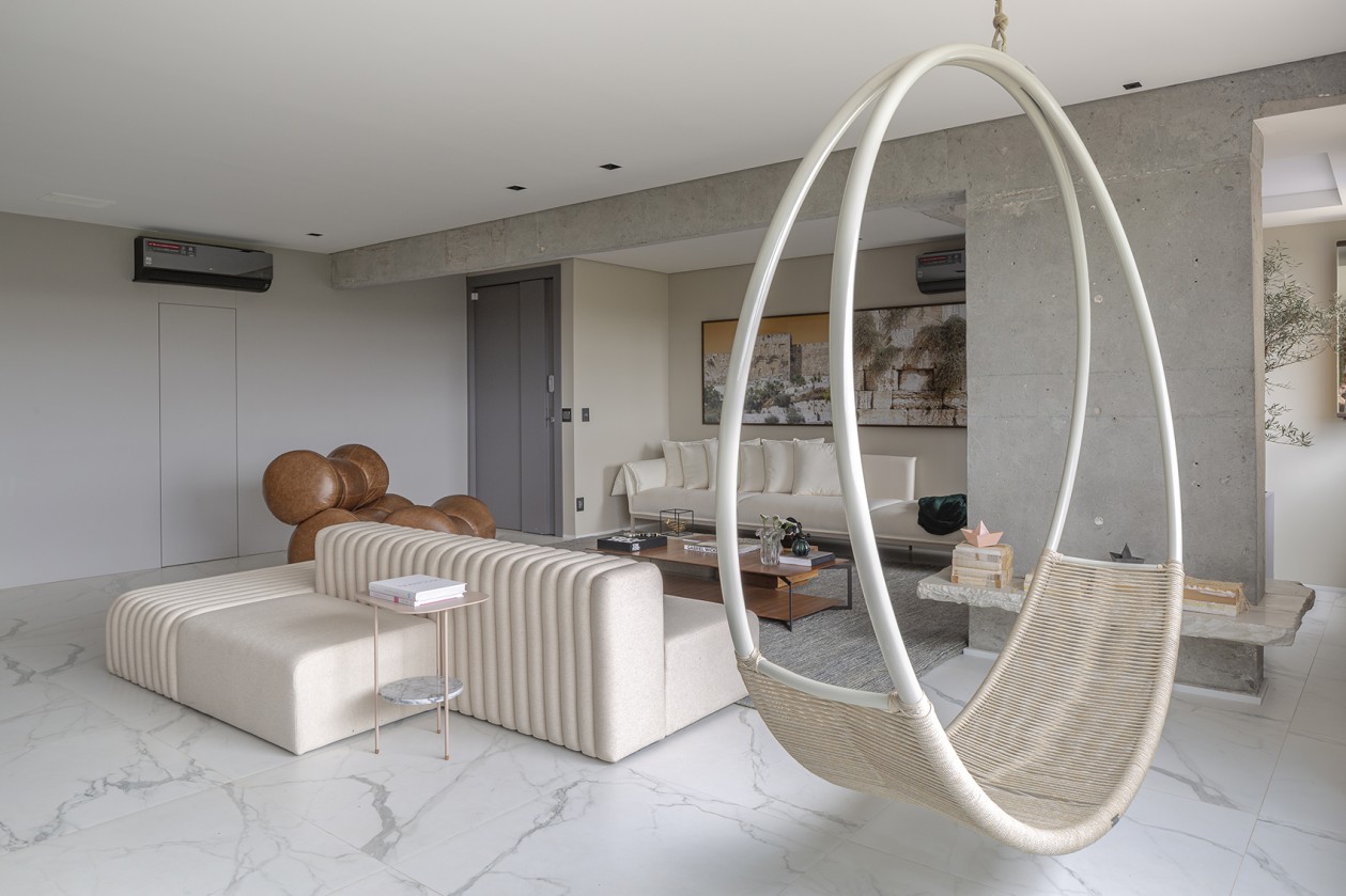 现代简约风格室内家装案例效果图-客厅摇篮