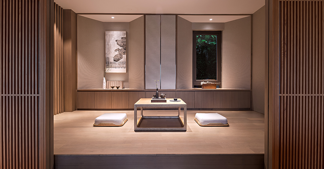 日式原木简约风格室内家装案例效果图-茶室
