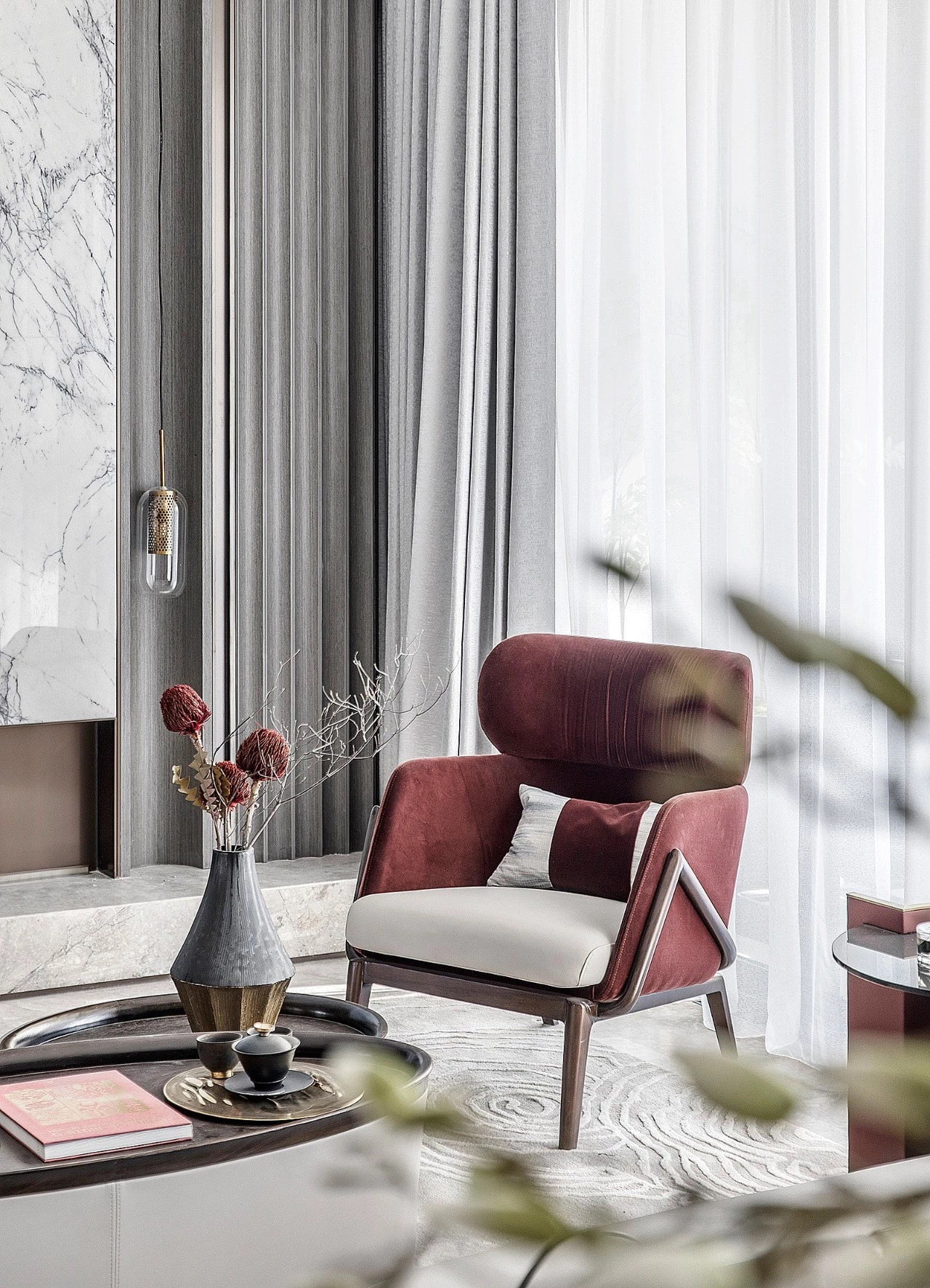 新中式风格室内家装案例效果图-客厅沙发茶几