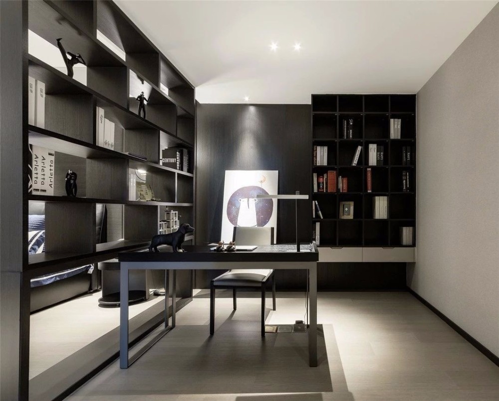 现代简约高级灰风格室内设计家装案例-书房