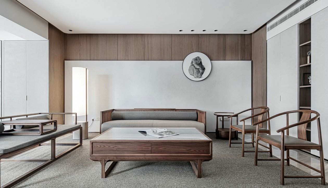 简约新中式风格室内设计家装案例-客厅茶几沙发