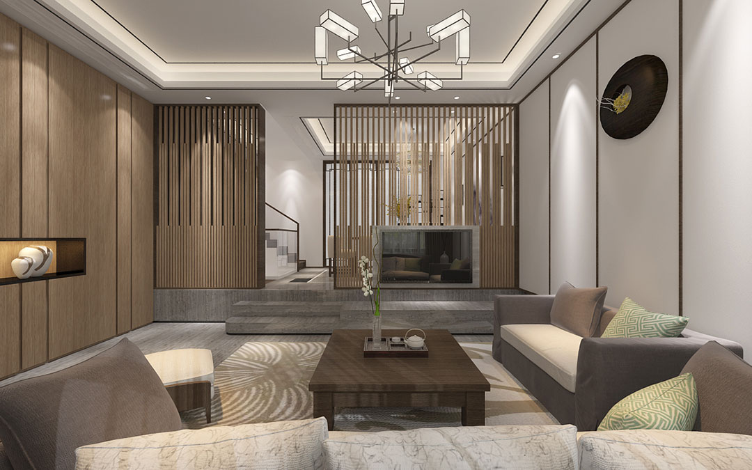 新中式风格别墅室内设计家装案例-会客厅