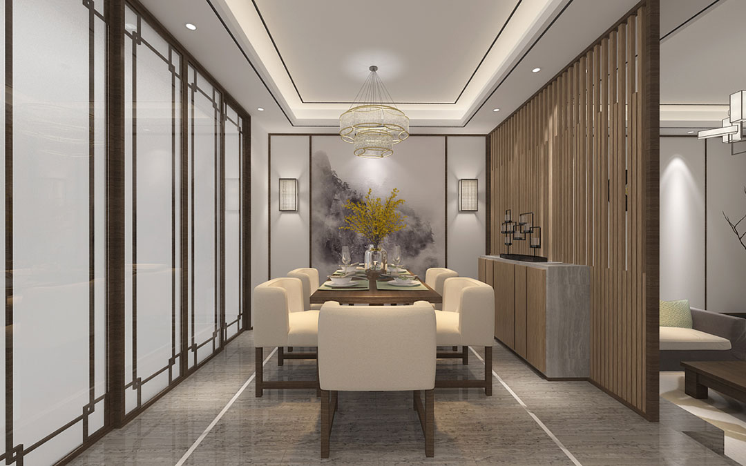 新中式风格别墅室内设计家装案例-餐厅