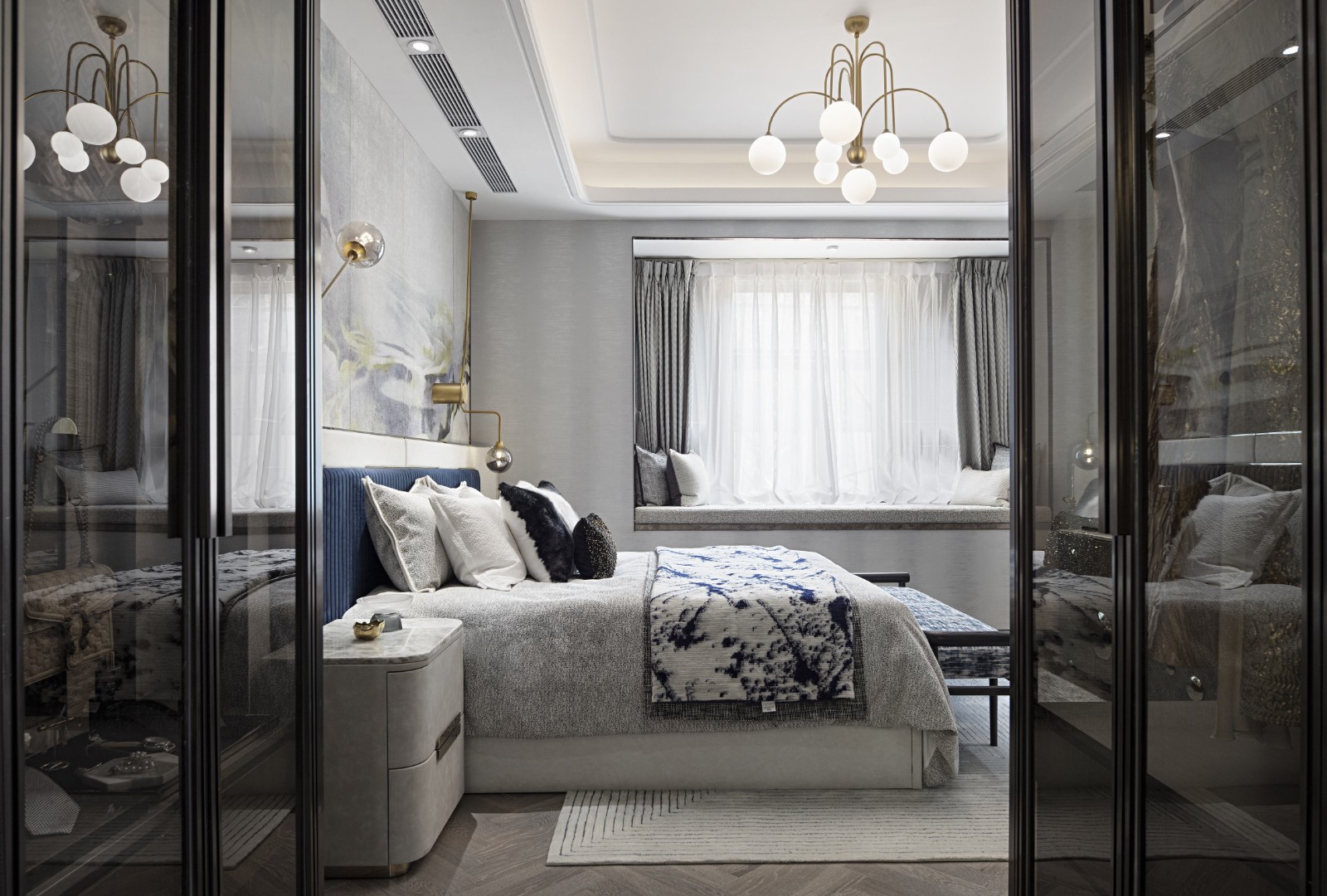 现代轻奢风格别墅室内设计家装案例-卧室