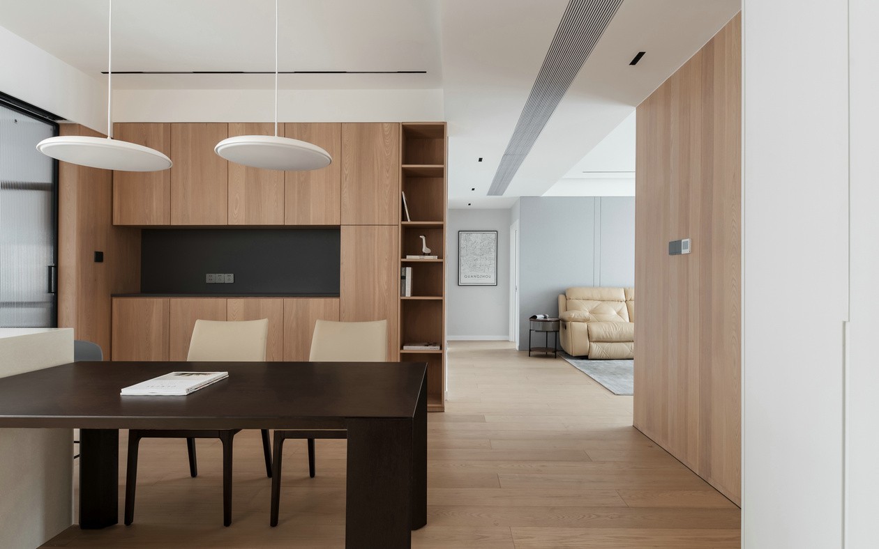 现代极简原木风格室内设计家装案例-客厅