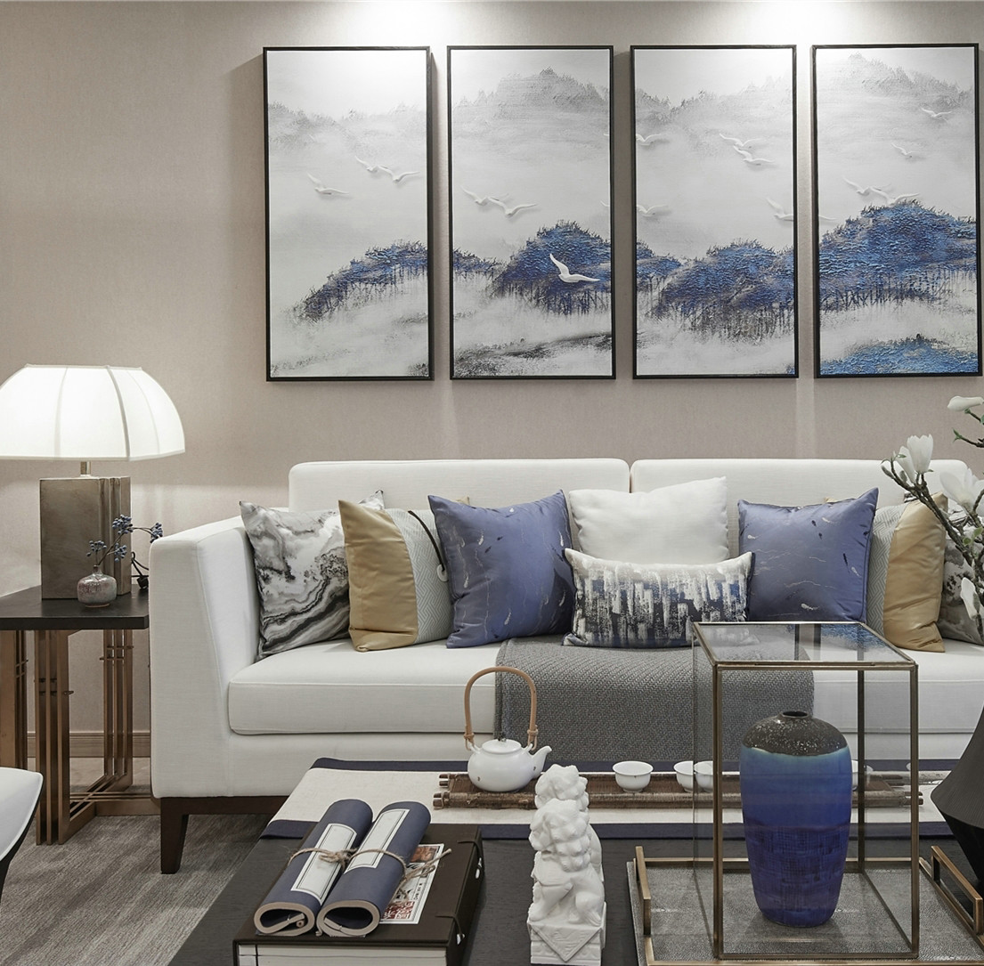 新中式风格室内设计家装案例-客厅茶几沙发