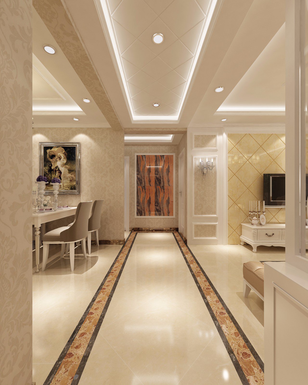 欧式轻奢风格室内设计家装案例-走廊